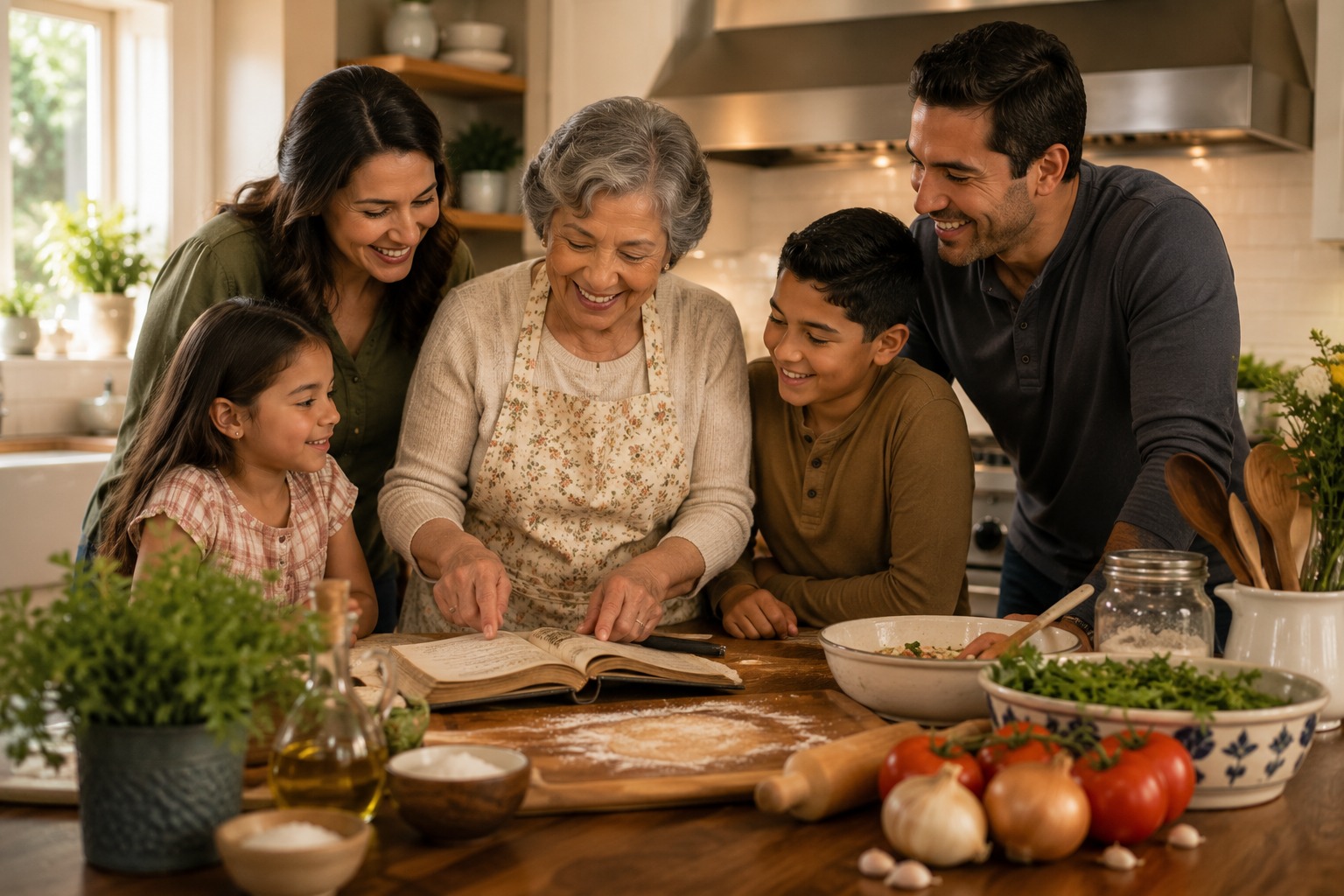 Grandmother teaching family recipes