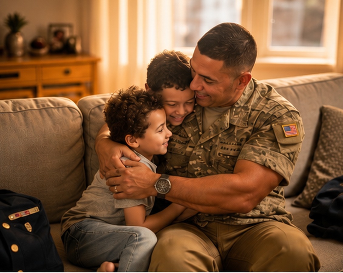 Military family reunion